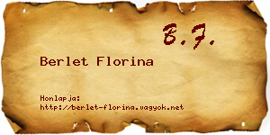 Berlet Florina névjegykártya